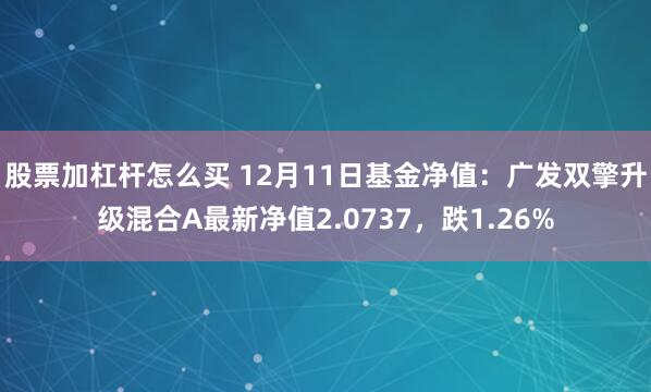 股票加杠杆怎么买 12月11日基金净值：广发双擎升级混合A最新净值2.0737，跌1.26%