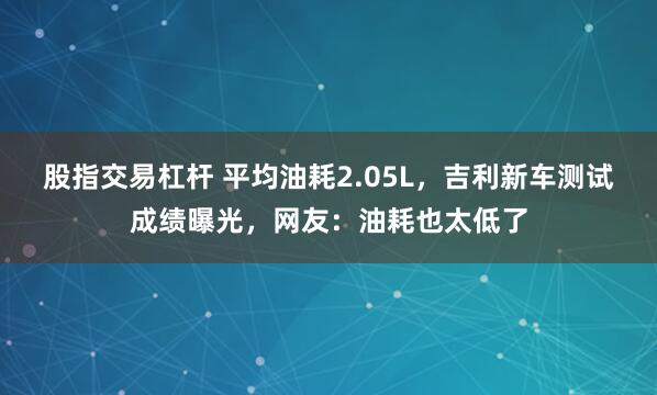 股指交易杠杆 平均油耗2.05L，吉利新车测试成绩曝光，网友：油耗也太低了