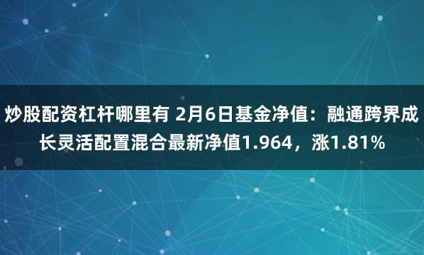 炒股配资杠杆哪里有 2月6日基金净值：融通跨界成长灵活配置混合最新净值1.964，涨1.81%