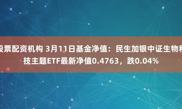 股票配资机构 3月11日基金净值：民生加银中证生物科技主题ETF最新净值0.4763，跌0.04%